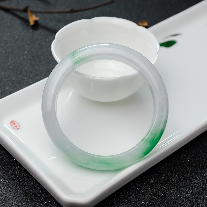 糯种飘翠翡翠平安镯-红掌柜