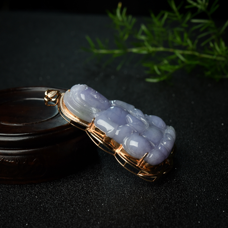 紫罗兰翡翠观音吊坠-红掌柜