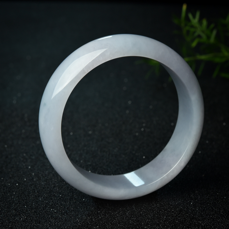 60.5mm糯种春带彩翡翠平安镯-红掌柜