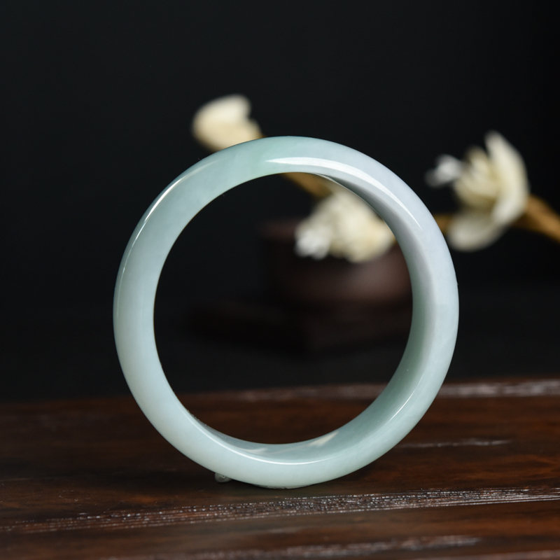 59.5mm糯种浅绿翡翠平安镯-红掌柜