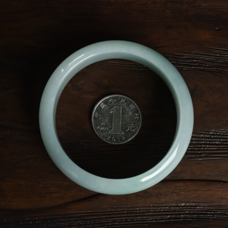 59.5mm糯种浅绿翡翠平安手镯-红掌柜