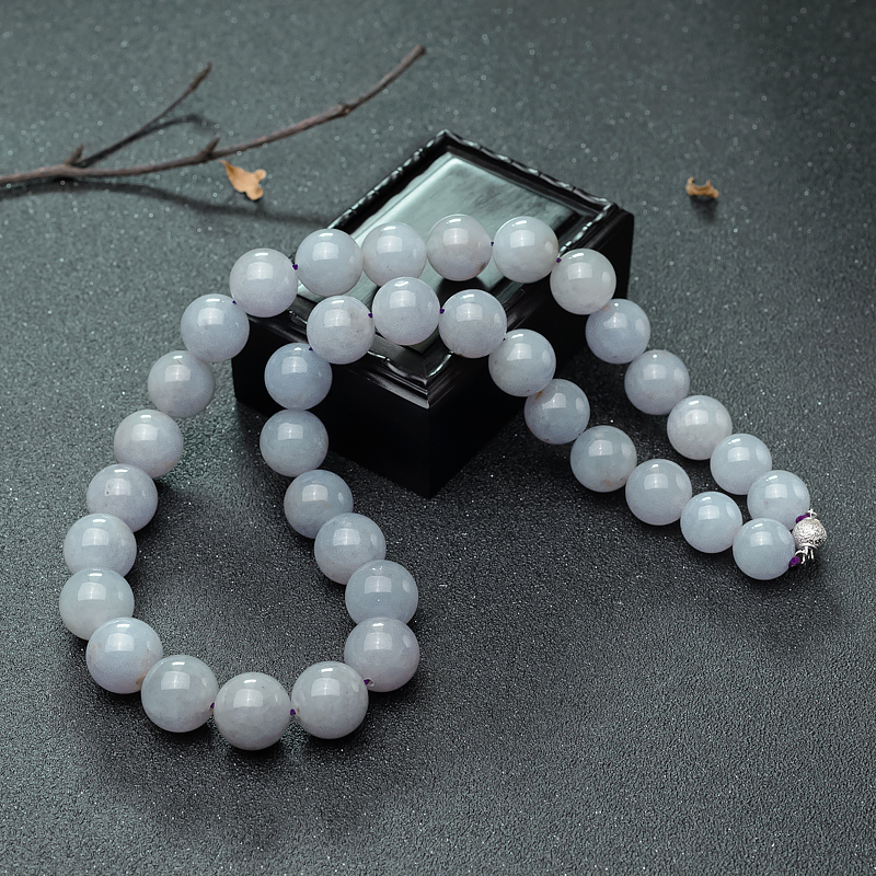 15mm糯种浅紫色翡翠项链-红掌柜