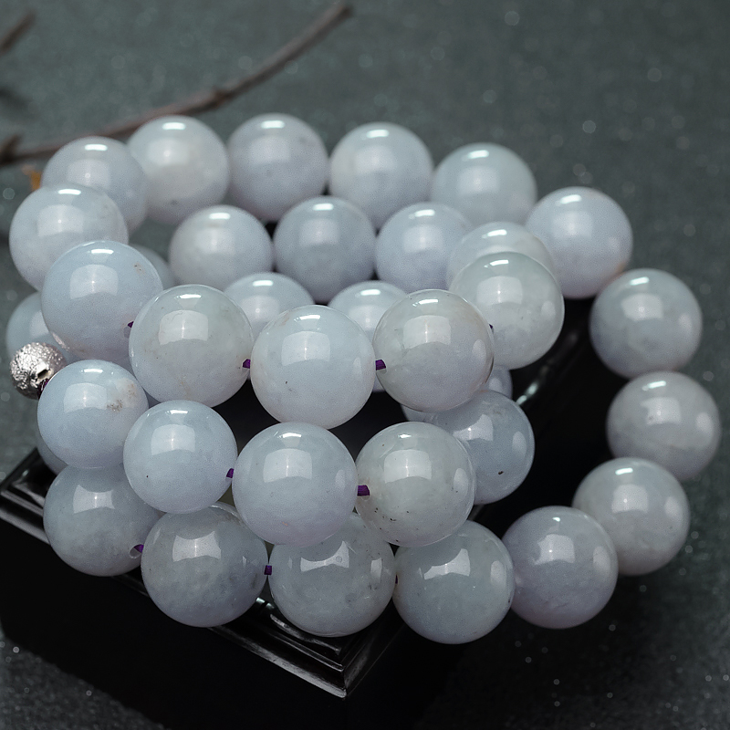 糯种浅紫色翡翠项链-红掌柜