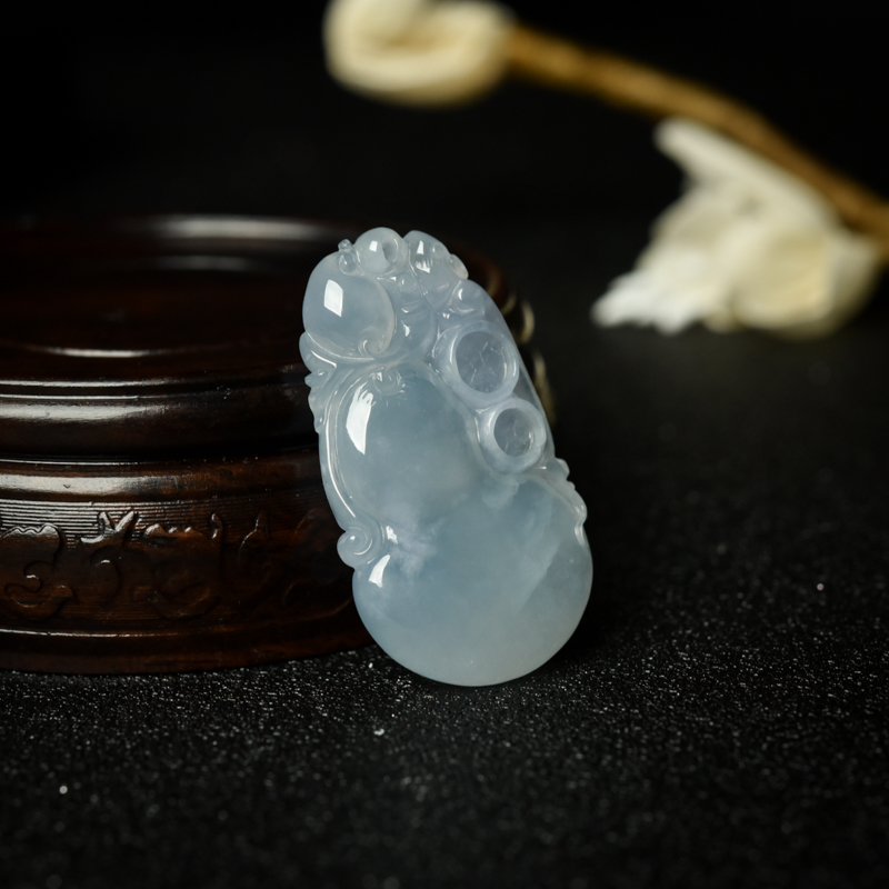 天然糯种翡翠葫芦吊坠-红掌柜