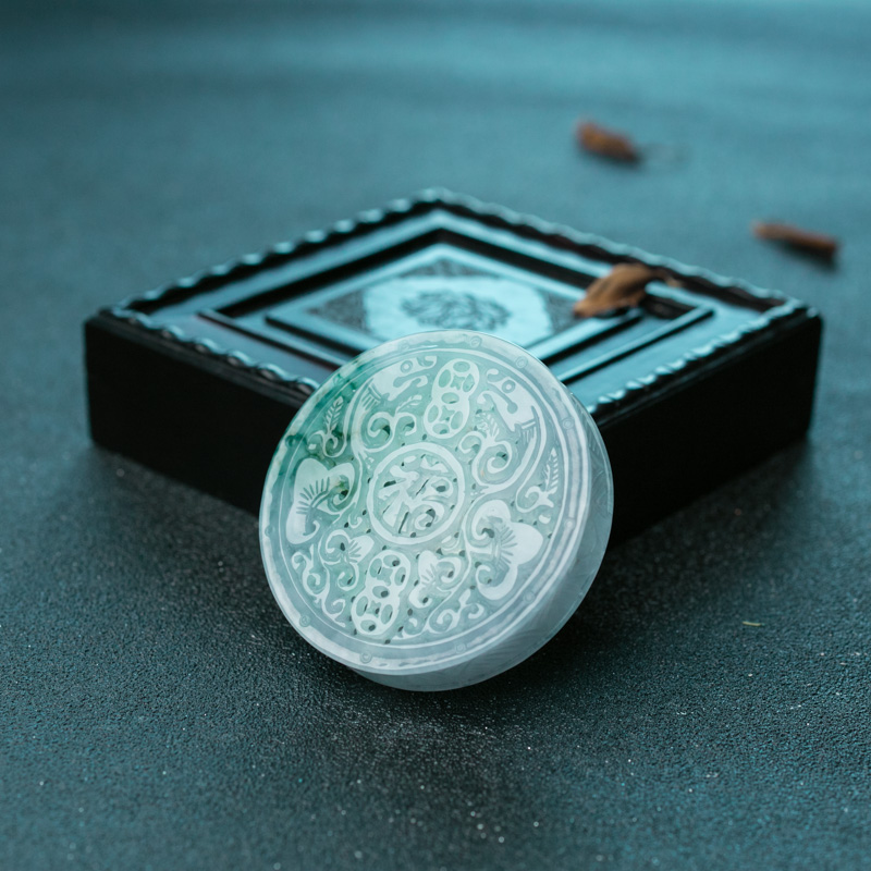 飘花翡翠镂雕幸福如意车挂-红掌柜