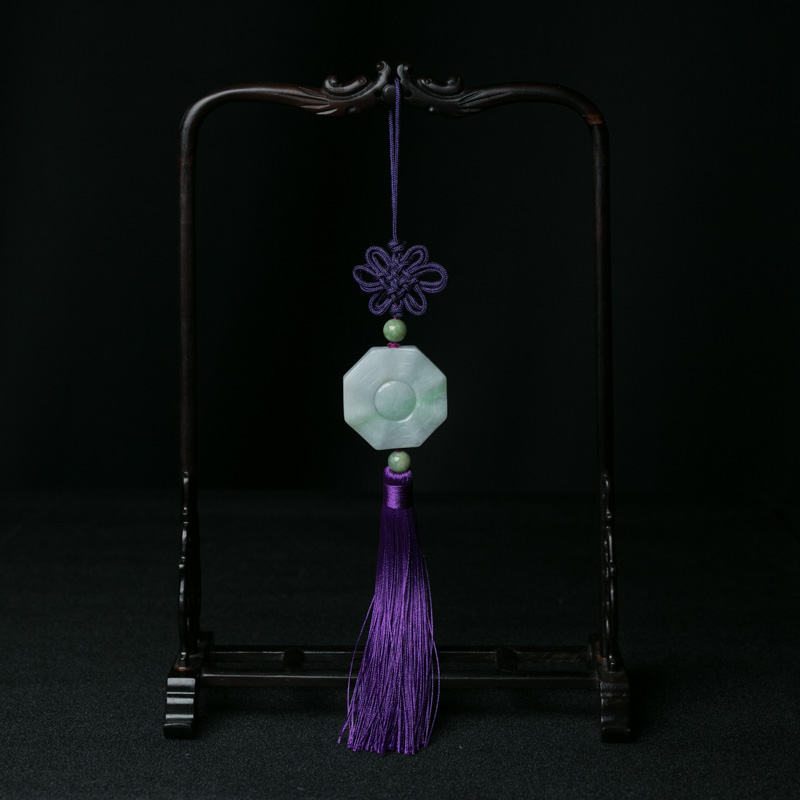 糯种飘翠翡翠八卦车挂-红掌柜