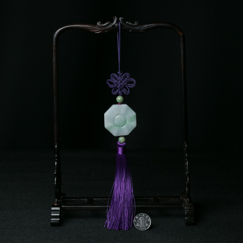 天然飘翠翡翠八卦车挂-红掌柜