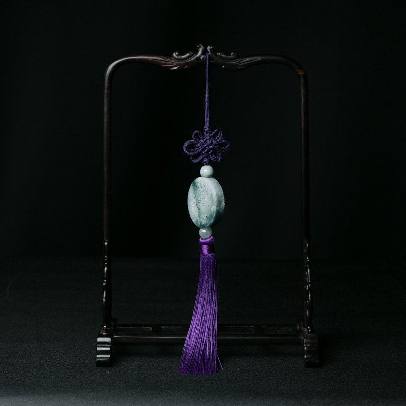 飘花翡翠镂雕双喜车挂-红掌柜