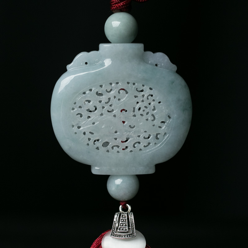 缅甸翡翠宝瓶车挂-红掌柜