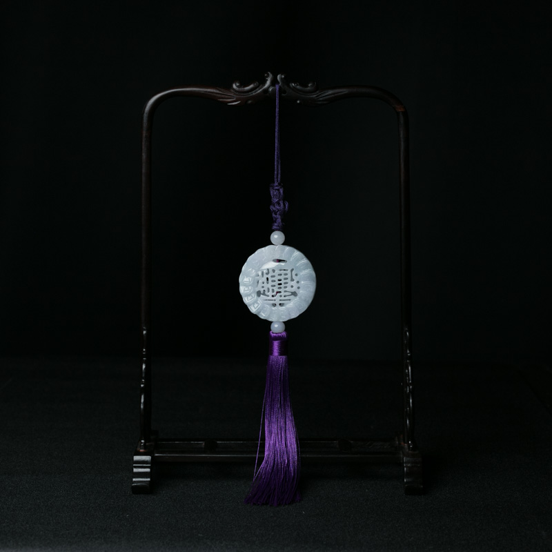 糯种翡翠镂雕招财进宝车挂-红掌柜