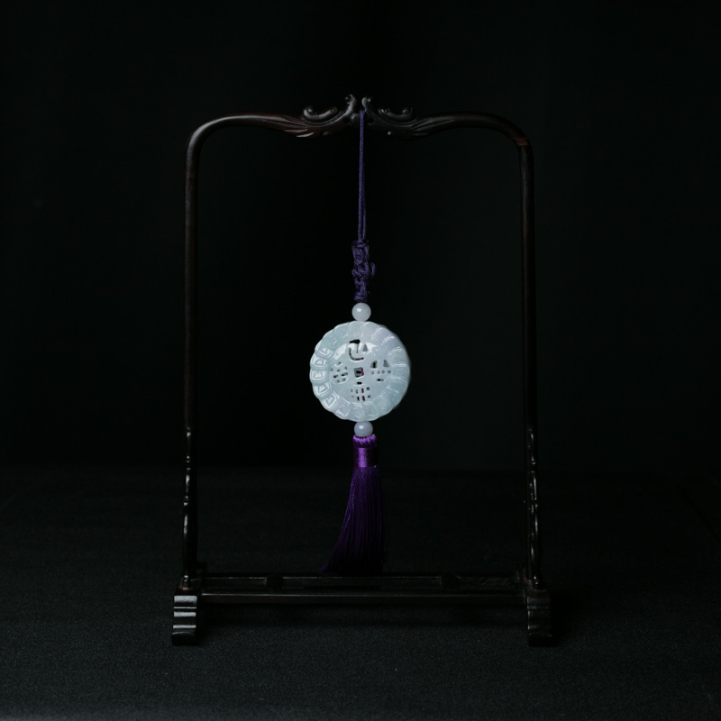 缅甸翡翠镂雕招财进宝车挂-红掌柜