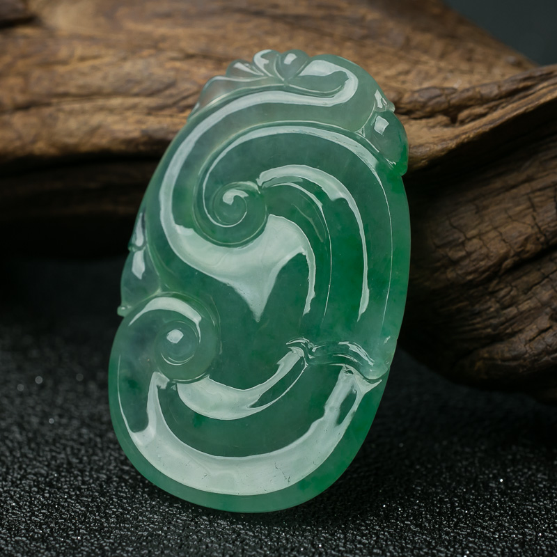 缅甸翡翠如意吊坠-红掌柜