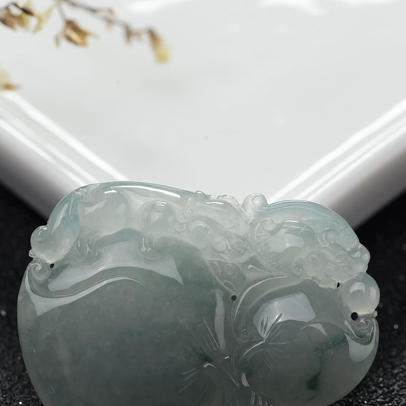 缅甸天然糯冰种翡翠葫芦吊坠-红掌柜