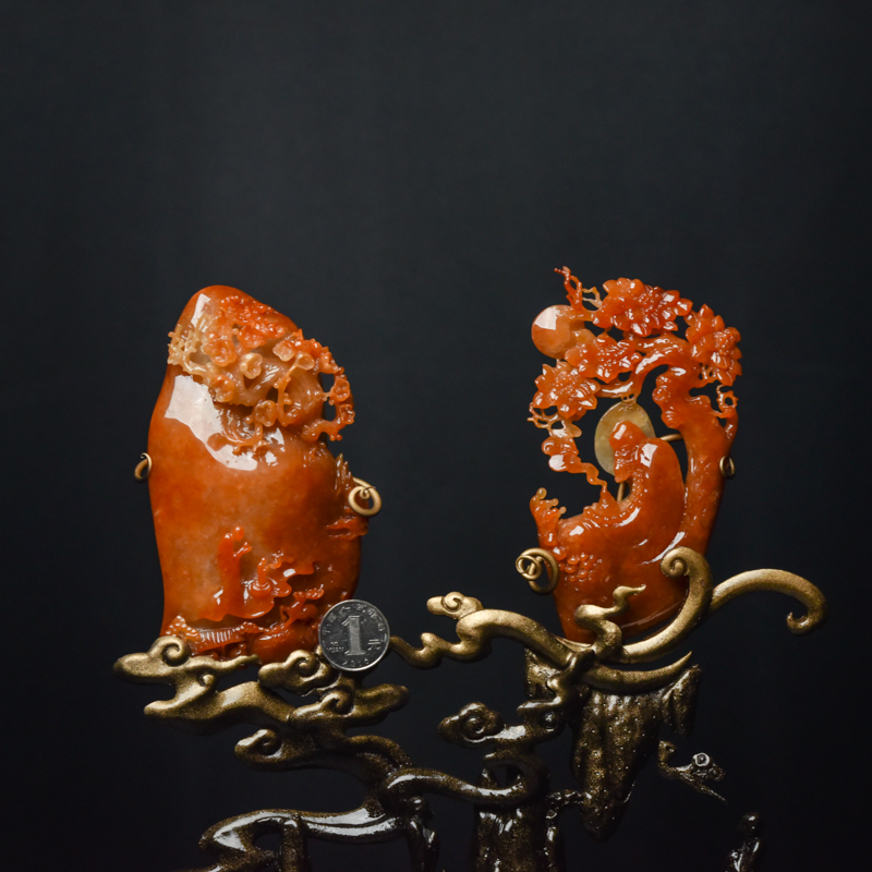 糯种红翡悟道摆件-红掌柜