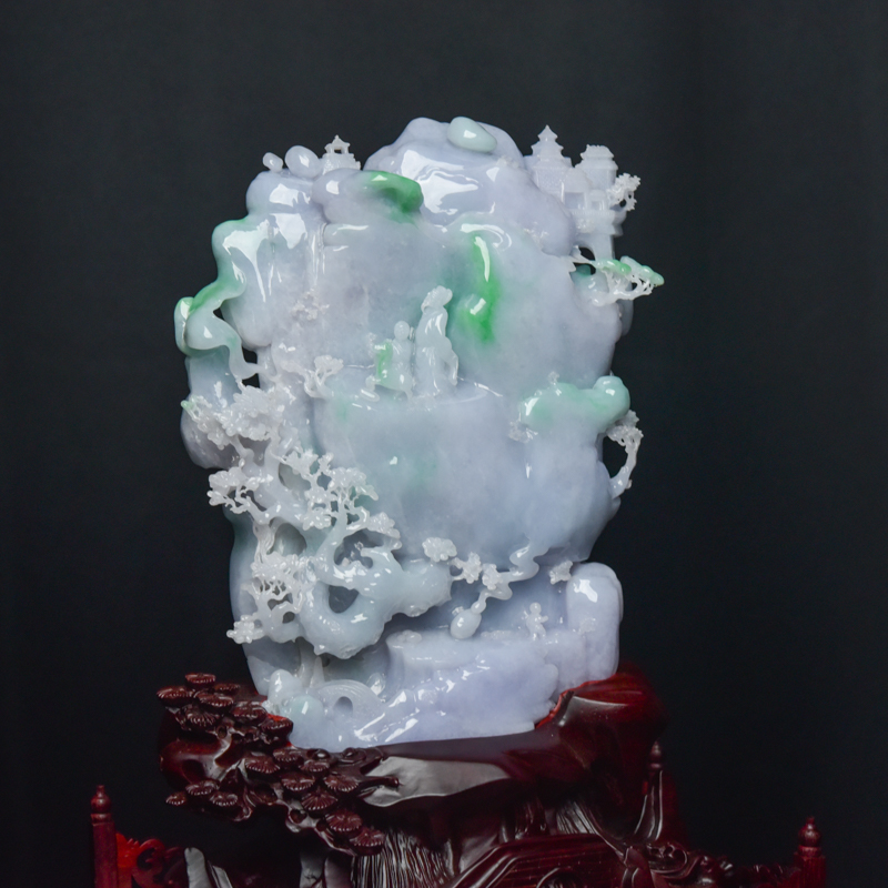 糯种天然翡翠摆件-红掌柜