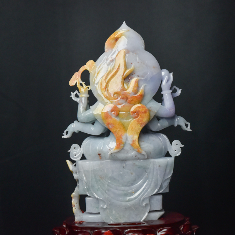 糯种翡翠千手观音摆件-红掌柜