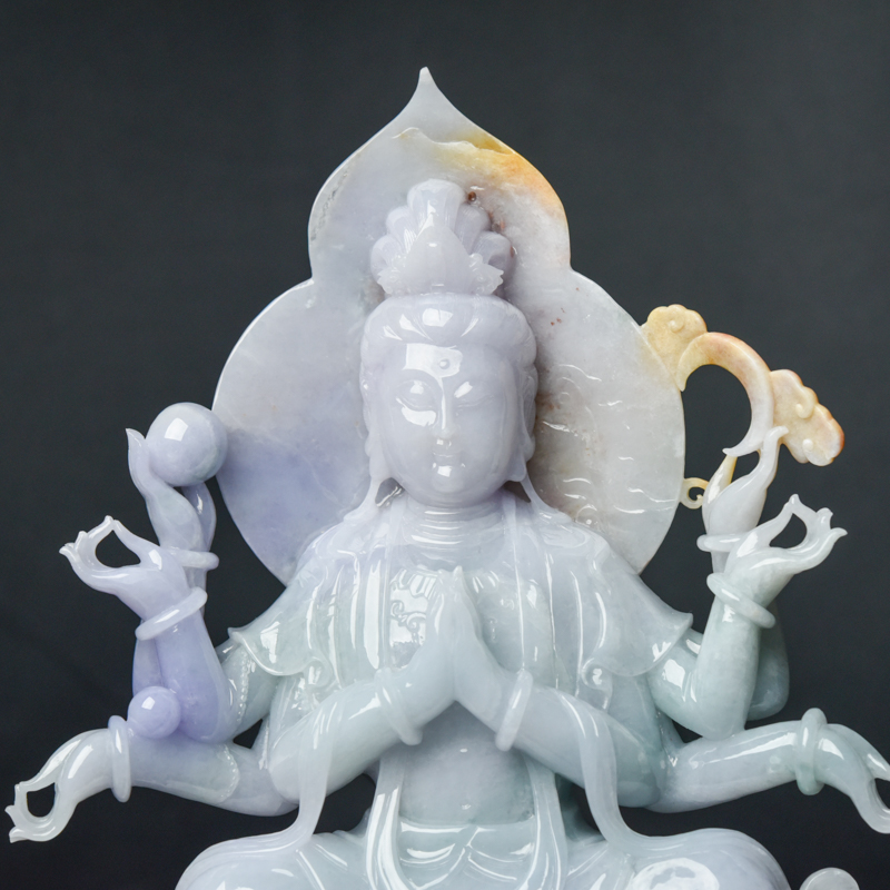 天然福禄寿翡翠千手观音摆件-红掌柜