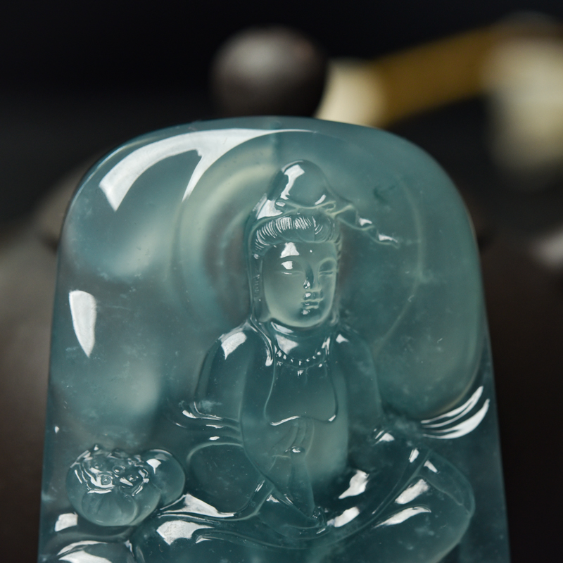 天然冰种浅绿翡翠普贤菩萨吊坠-红掌柜