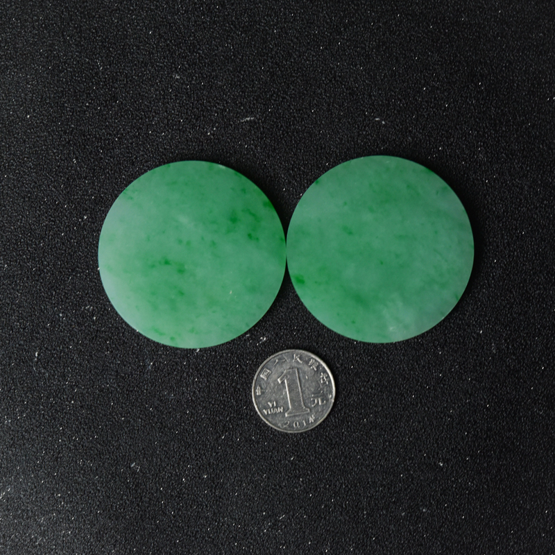 糯种飘翠翡翠圆牌吊坠（两件）-红掌柜