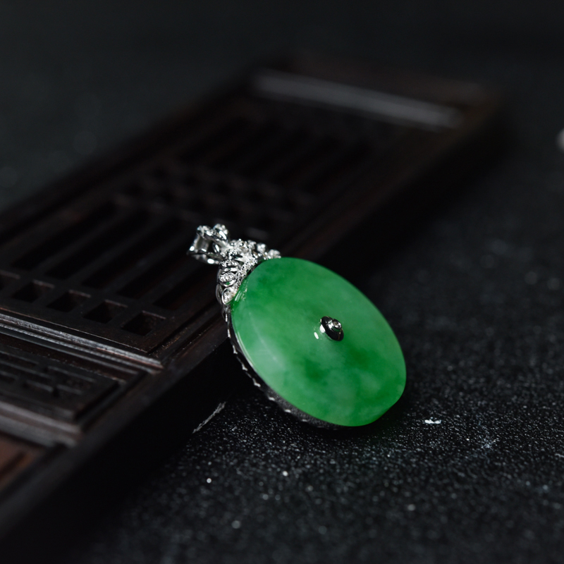 天然翡翠平安扣吊坠-红掌柜