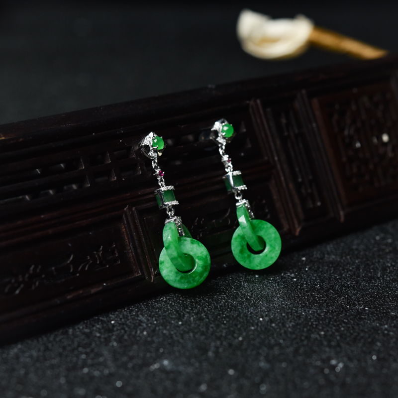 天然翡翠耳坠-红掌柜