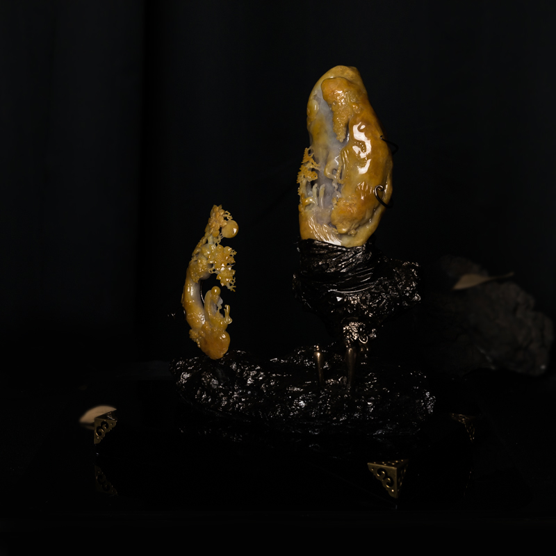 黄翡悟道摆件-红掌柜