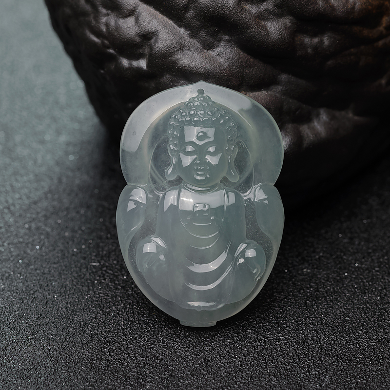 糯冰种浅绿翡翠宝宝佛吊坠-红掌柜