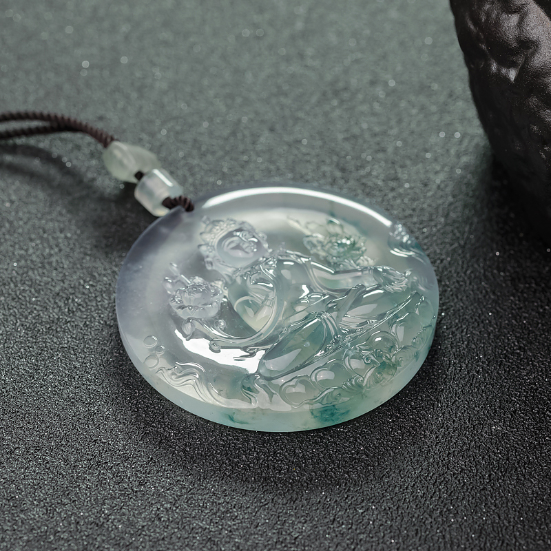 冰种飘花翡翠度母-红掌柜