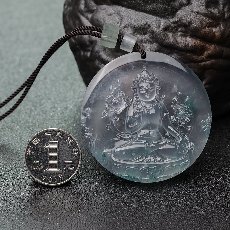 天然翡翠度母吊坠-红掌柜