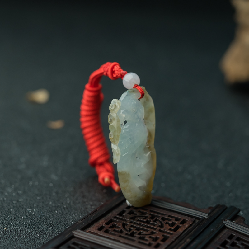 糯冰种翡翠喜报平安项链-红掌柜