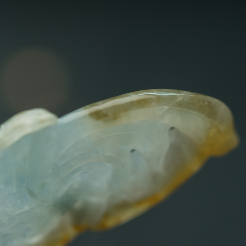 糯冰种俏色翡翠喜报平安吊坠-红掌柜