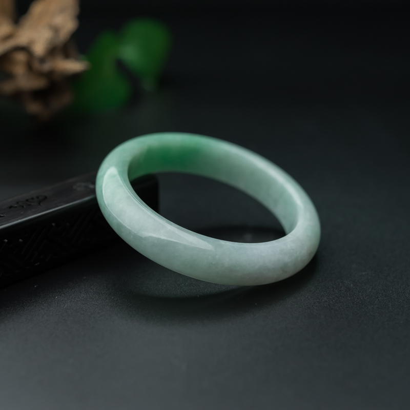 缅甸糯种飘翠翡翠平安镯-红掌柜