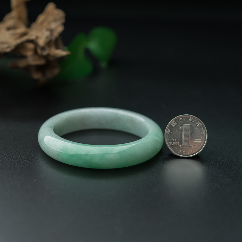 缅甸飘翠翡翠平安镯-红掌柜