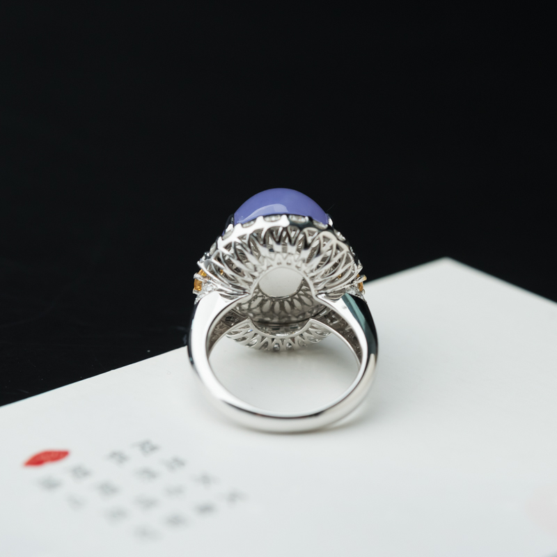 缅甸天然紫罗兰翡翠戒指-红掌柜