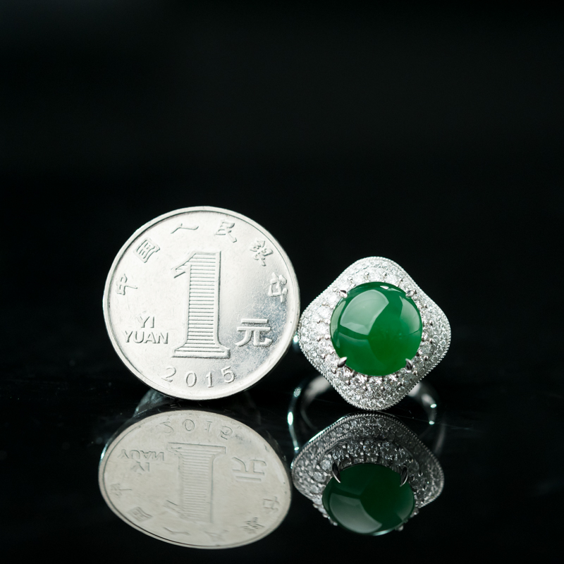 翠绿翡翠戒指-红掌柜