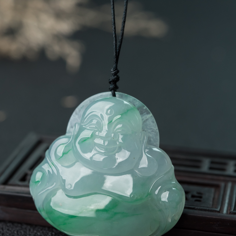 糯冰种飘翠翡翠吊坠-红掌柜