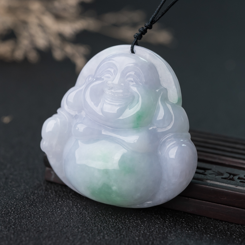 糯种春带彩翡翠吊坠-红掌柜