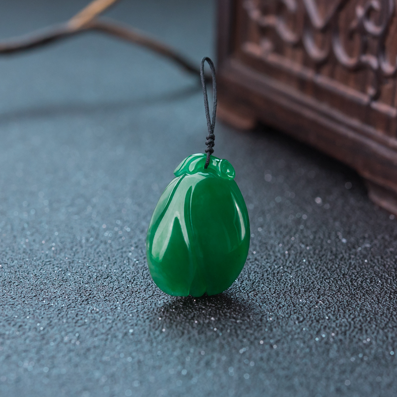 糯种深绿翡翠百合花吊坠-红掌柜