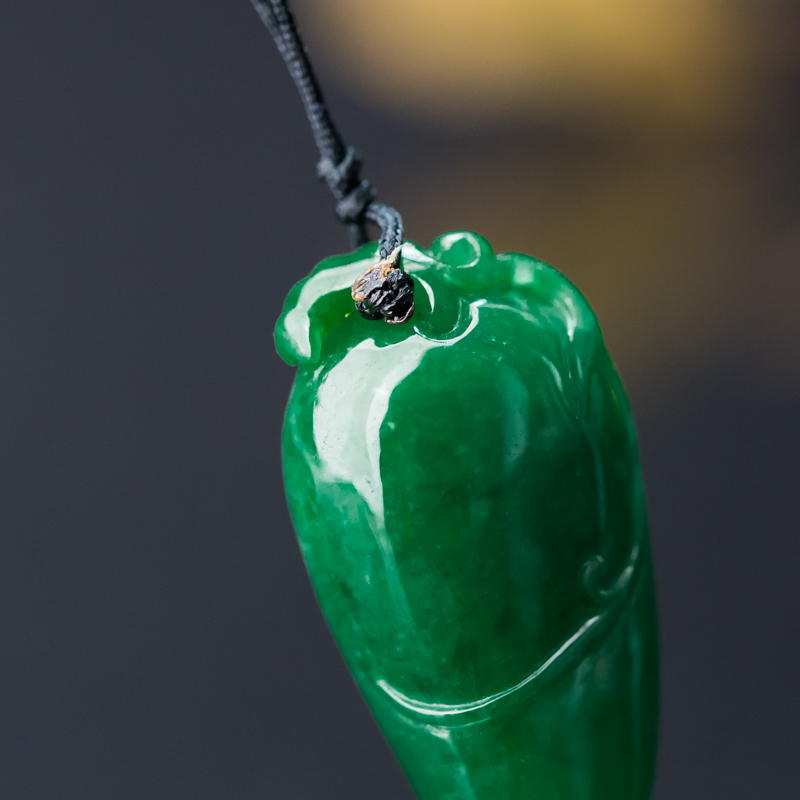 缅甸天然糯种翡翠辣椒吊坠-红掌柜