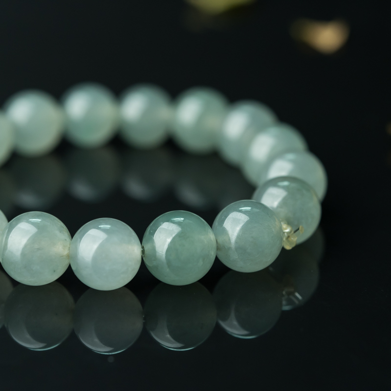 缅甸天然冰种翡翠手串-红掌柜