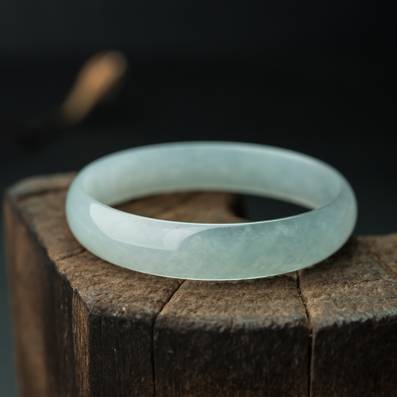 50.9mm天然缅甸糯冰种翡翠手镯-红掌柜