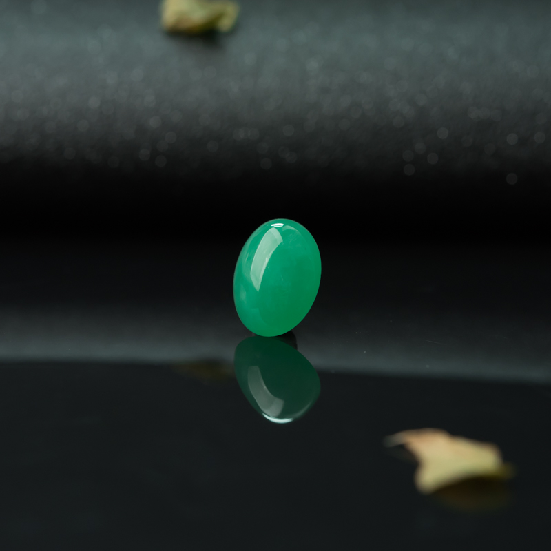天然糯种翠绿翡翠戒面-红掌柜