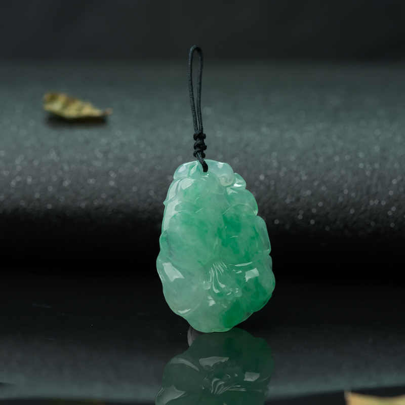 糯冰种翡翠百合花吊坠-红掌柜