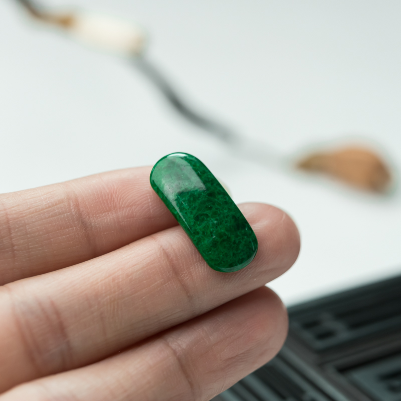 缅甸翡翠戒面-红掌柜