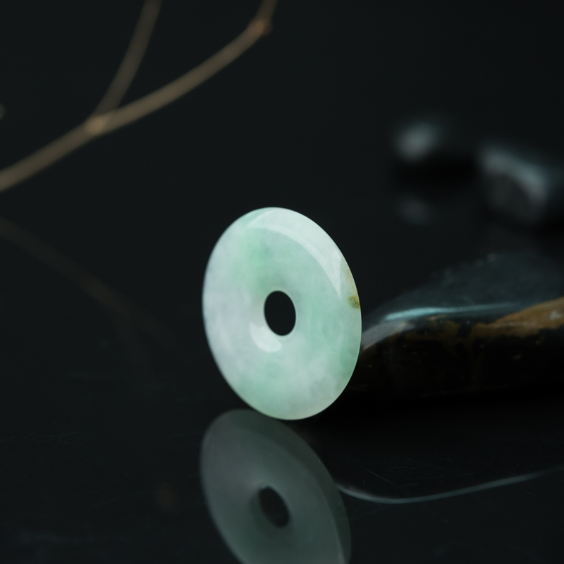 天然糯冰种飘翠翡翠平安扣吊坠-红掌柜