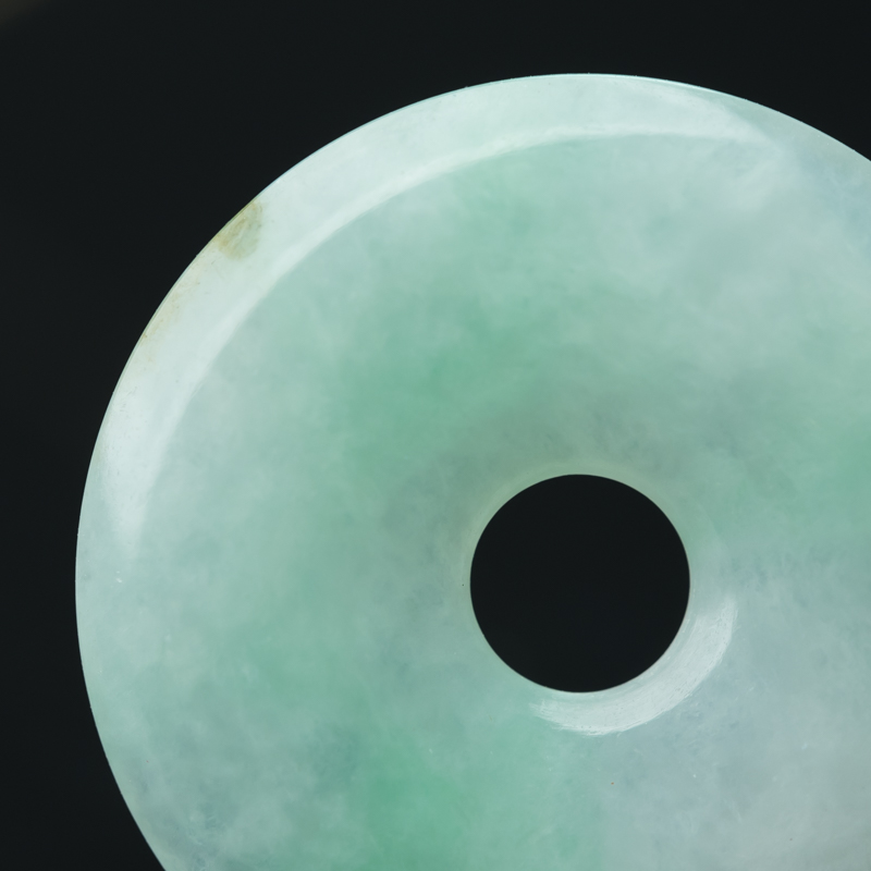 缅甸天然糯冰种翡翠平安扣吊坠-红掌柜