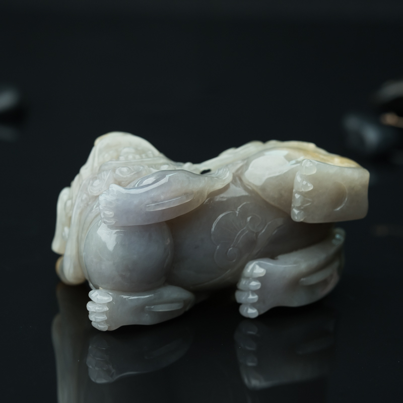 缅甸天然俏色翡翠貔貅手把件-红掌柜