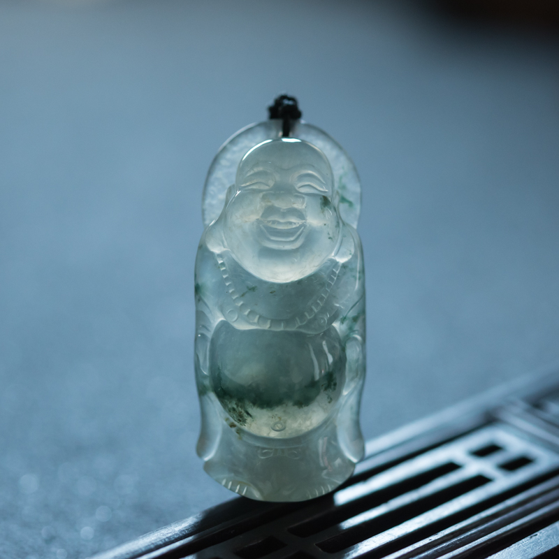 缅甸翡翠弥勒佛吊坠-红掌柜
