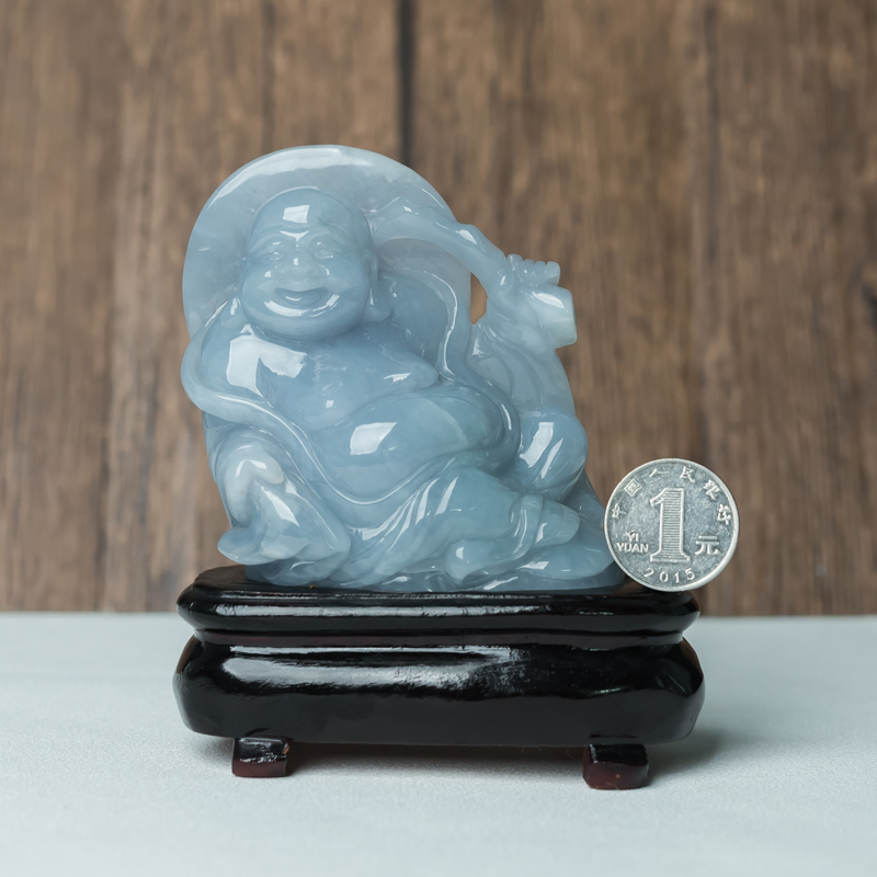 糯种翡翠弥勒佛摆件-红掌柜