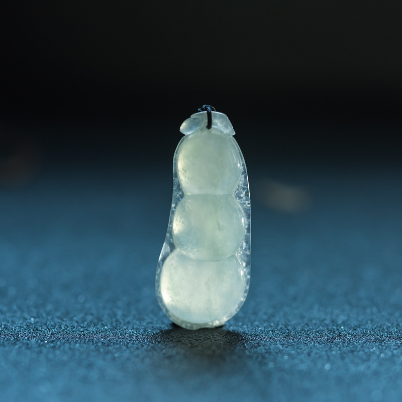 缅甸天然糯冰种淡晴水翡翠吊坠-红掌柜